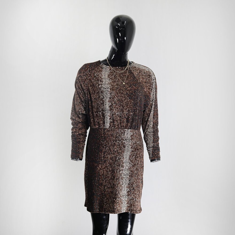 Glam  Brown Color Animal Print Dress Mini Dress Slim Fit - Perfect Party Outfit